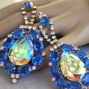 Husar D Czech Blue Rhinestone Earrings